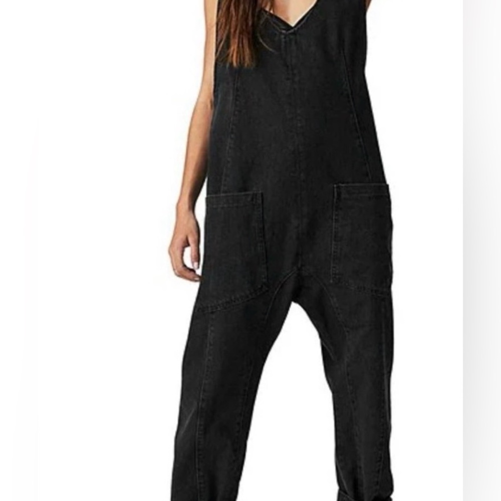 Free People High Roller Jumpsuit Mineral Black